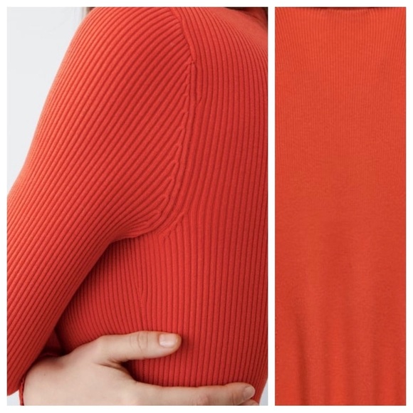 NWT. Zara Orange Knitted V-Neck Mini Dress. Size L. - Picture 6 of 12